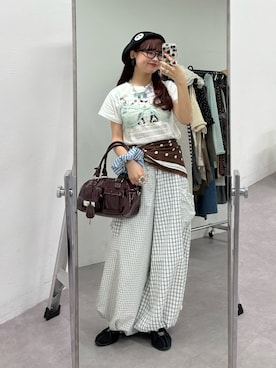 「CIAOPANIC（チャオパニック）のアイテム」を使った、丸尾佳奈さん（レディース・158cm）の夏コーディネート