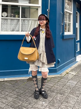 「CIAOPANIC（チャオパニック）のアイテム（パンツ）」を使った、丸尾佳奈さん（レディース・158cm）の春コーディネート