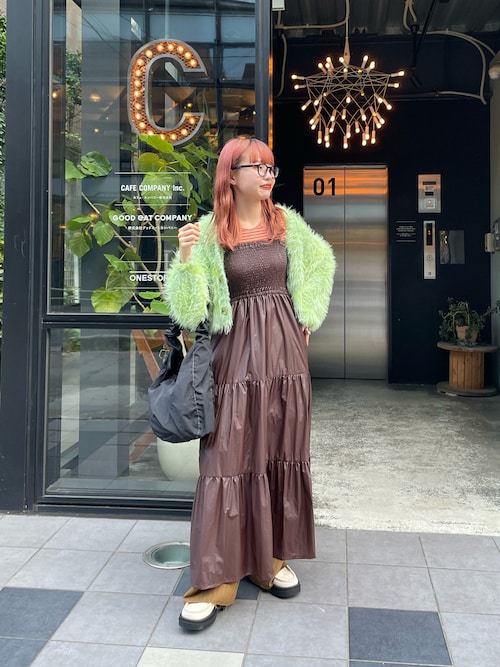 セール】コーティングレザーティアードキャミワンピース（ワンピース