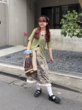 「CIAOPANIC（チャオパニック）のアイテム（パンツ）」を使った、丸尾佳奈さん（レディース・158cm）の春コーディネート