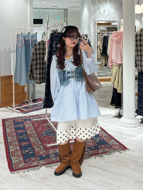 ラインストーンデニムハーネスビスチェ