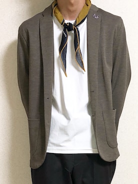 「アイテム（バンダナ/スカーフ）」を使った、Namichiさん（メンズ・174cm）の秋コーディネート