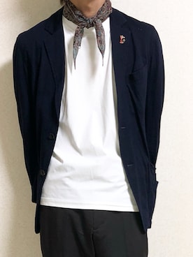 「アイテム（バンダナ/スカーフ）」を使った、Namichiさん（メンズ・174cm）の秋コーディネート