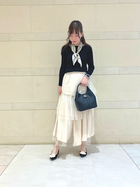 「HIMIKO（ヒミコ）の【HIMIKO】HANAE MORI×HIMIKO フラワーモチーフ フラットパンプス/661127（パンプス、ブラック系）」を使った、HIMIKO　井筒屋本店さん（レディース・152cm）の春コーディネート