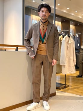 「SHIPS（シップス）のアイテム（スラックス）」を使った、佐藤さん（メンズ・173cm）の秋コーディネート