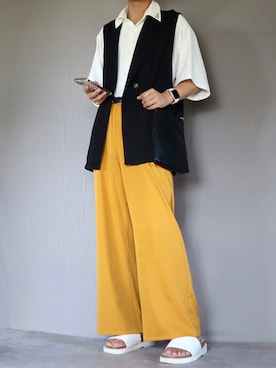 「Ellno Loset（エルノロゼット）のアイテム（ベスト）」を使った、Shinさん（メンズ・178cm）の夏コーディネート