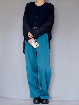 「Ellno Loset（エルノロゼット）のアイテム（スラックス）」を使った、Shinさん（メンズ・178cm）の春コーディネート