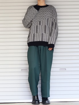 「Ellno Loset（エルノロゼット）のアイテム（ニット/セーター）」を使った、Shinさん（メンズ・178cm）の冬コーディネート