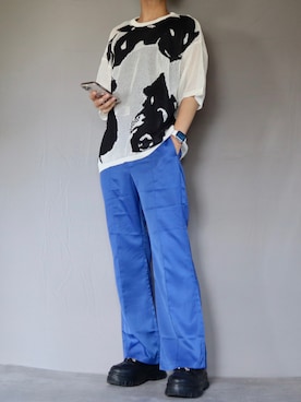 「Ellno Loset（エルノロゼット）のアイテム（ニット/セーター）」を使った、Shinさん（メンズ・178cm）の夏コーディネート