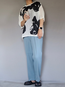 「Ellno Loset（エルノロゼット）のアイテム（ニット/セーター）」を使った、Shinさん（メンズ・178cm）の夏コーディネート