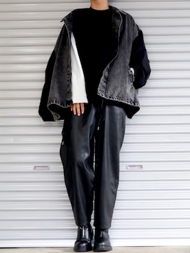 「ADRER（アドラー）のアイテム（デニムジャケット）」を使った、Shinさん（メンズ・178cm）の冬コーディネート