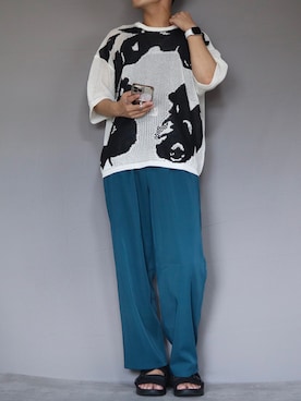 「Ellno Loset（エルノロゼット）のアイテム（ニット/セーター）」を使った、Shinさん（メンズ・178cm）の夏コーディネート