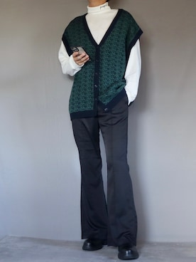 「Ellno Loset（エルノロゼット）のアイテム（スラックス）」を使った、Shinさん（メンズ・178cm）の秋コーディネート