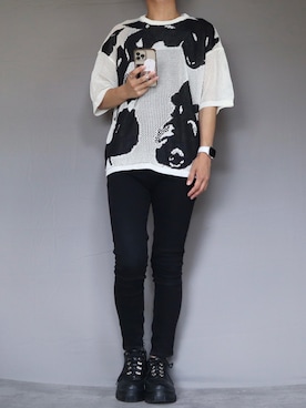 「Ellno Loset（エルノロゼット）のアイテム（ニット/セーター）」を使った、Shinさん（メンズ・178cm）の夏コーディネート