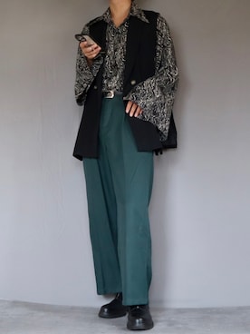 「Ellno Loset（エルノロゼット）のアイテム（ベスト）」を使った、Shinさん（メンズ・178cm）の秋コーディネート