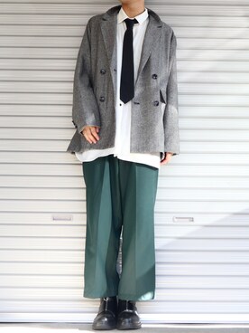 「Ellno Loset（エルノロゼット）のアイテム（ネクタイ）」を使った、Shinさん（メンズ・178cm）の冬コーディネート
