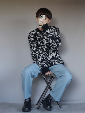 「Ellno Loset（エルノロゼット）のアイテム（ニット/セーター）」を使った、Shinさん（メンズ・178cm）の秋コーディネート