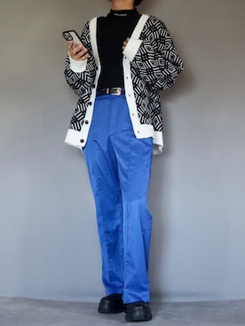 「Ellno Loset（エルノロゼット）のアイテム（カーディガン/ボレロ）」を使った、Shinさん（メンズ・178cm）の秋コーディネート
