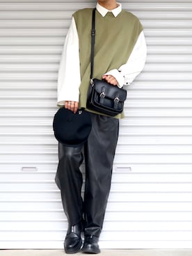 「KANGOL（カンゴール）のアイテム（キャスケット）」を使った、Shinさん（メンズ・178cm）の冬コーディネート