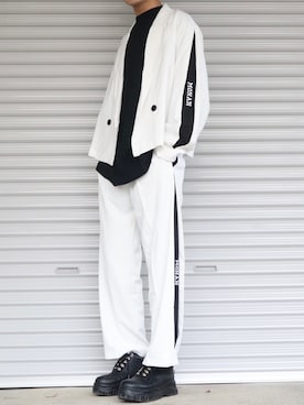 「neos（ネオス）のアイテム（セットアップ）」を使った、Shinさん（メンズ・178cm）の春コーディネート
