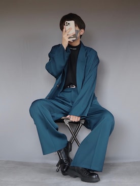 「Ellno Loset（エルノロゼット）のアイテム（スラックス）」を使った、Shinさん（メンズ・178cm）の秋コーディネート