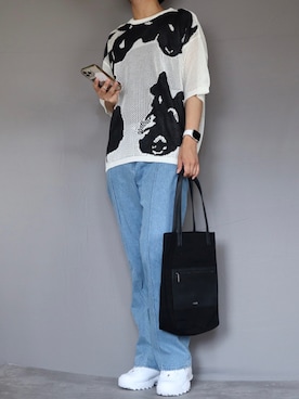 「Ellno Loset（エルノロゼット）のアイテム（ニット/セーター）」を使った、Shinさん（メンズ・178cm）の夏コーディネート