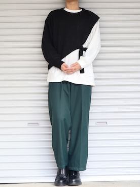 「Ellno Loset（エルノロゼット）のアイテム（ニット/セーター）」を使った、Shinさん（メンズ・178cm）の冬コーディネート