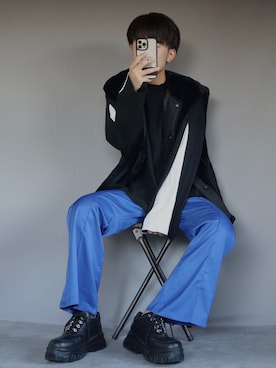 「Ellno Loset（エルノロゼット）のアイテム（ニット/セーター）」を使った、Shinさん（メンズ・178cm）の秋コーディネート
