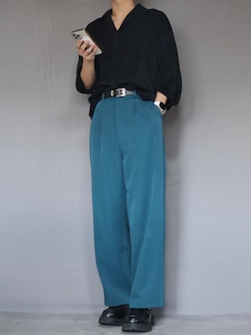 「Ellno Loset（エルノロゼット）のアイテム（スラックス）」を使った、Shinさん（メンズ・178cm）の春コーディネート