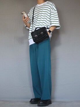 「Ellno Loset（エルノロゼット）のアイテム（スラックス）」を使った、Shinさん（メンズ・178cm）の春コーディネート