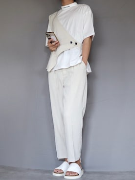 「Ellno Loset（エルノロゼット）のアイテム（ベスト）」を使った、Shinさん（メンズ・178cm）の夏コーディネート