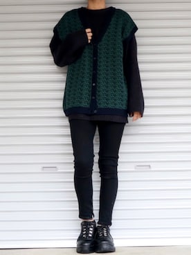 「Ellno Loset（エルノロゼット）のアイテム（ニット/セーター）」を使った、Shinさん（メンズ・178cm）の冬コーディネート