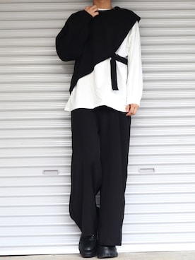 「Ellno Loset（エルノロゼット）のアイテム（ニット/セーター）」を使った、Shinさん（メンズ・178cm）の冬コーディネート