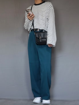 「Ellno Loset（エルノロゼット）のアイテム（スラックス）」を使った、Shinさん（メンズ・178cm）の春コーディネート