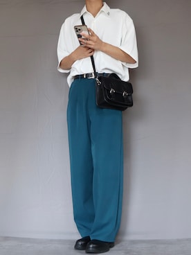 「Ellno Loset（エルノロゼット）のアイテム（スラックス）」を使った、Shinさん（メンズ・178cm）の春コーディネート