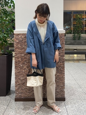「ストレートパンツ」｜「アイテム（その他アウター）」を使った、なぽっぷさん（レディース・160cm）の夏コーディネート