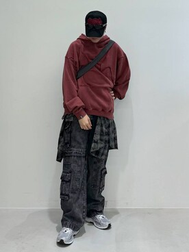 「NOT4NERD（ノットフォーナード）のアイテム（帽子）」を使った、Rikutoさん（メンズ・178cm）の秋コーディネート