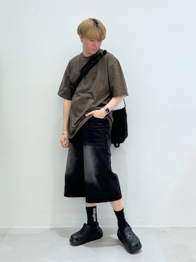 「NOT4NERD（ノットフォーナード）のアイテム（Tシャツ/カットソー）」を使った、Rikutoさん（メンズ・178cm）の夏コーディネート
