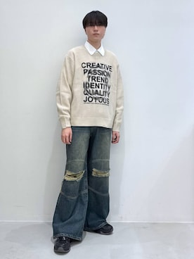 「NOT4NERD（ノットフォーナード）のアイテム」を使った、Rikutoさん（メンズ・178cm）の冬コーディネート