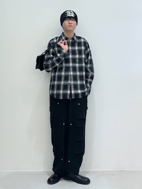 「NOT4NERD（ノットフォーナード）のアイテム（スウェットパンツ）」を使った、Rikutoさん（メンズ・178cm）の秋コーディネート