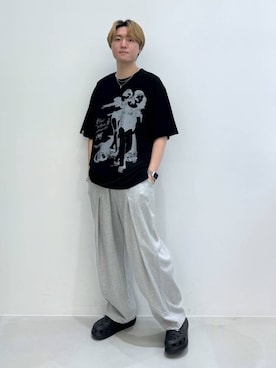 「NOT4NERD（ノットフォーナード）のアイテム（Tシャツ/カットソー）」を使った、Rikutoさん（メンズ・178cm）の夏コーディネート