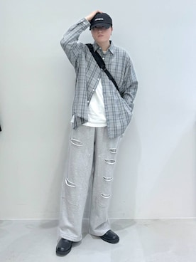 「NOT4NERD（ノットフォーナード）のアイテム（スウェットパンツ）」を使った、Rikutoさん（メンズ・178cm）の秋コーディネート