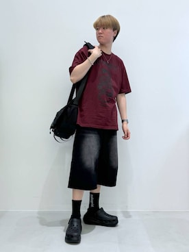 「NOT4NERD（ノットフォーナード）のアイテム（Tシャツ/カットソー）」を使った、Rikutoさん（メンズ・178cm）の夏コーディネート