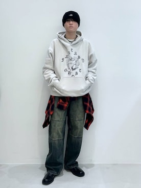 「NOT4NERD（ノットフォーナード）のアイテム（トップス）」を使った、Rikutoさん（メンズ・178cm）の秋コーディネート