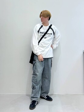 「NOT4NERD（ノットフォーナード）のアイテム（デニムパンツ）」を使った、Rikutoさん（メンズ・178cm）の春コーディネート