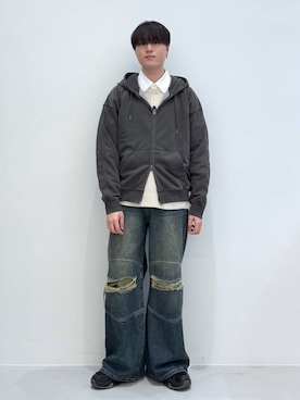 「NOT4NERD（ノットフォーナード）のアイテム」を使った、Rikutoさん（メンズ・178cm）の冬コーディネート