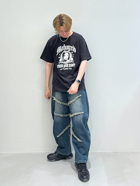 「NOT4NERD（ノットフォーナード）のアイテム（デニムパンツ）」を使った、Rikutoさん（メンズ・178cm）の春コーディネート
