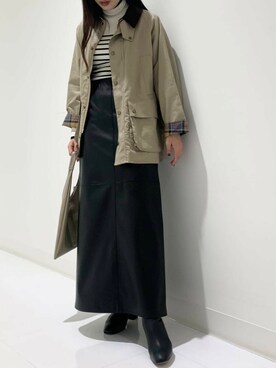 「Barbour（バブアー）の『別注』Barbour　BEDALE（その他アウター）」を使った、minmi.さん（レディース・165cm）の秋コーディネート