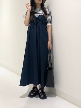 「アイテム（ハット、ブラウン系）」を使った、minmi.さん（レディース・165cm）の夏コーディネート