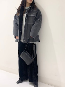 「KBF（ケイビーエフ）のオーバーサイズボアジャケット（その他アウター）」を使った、サーロイン松浦さん（レディース・165cm）の秋コーディネート